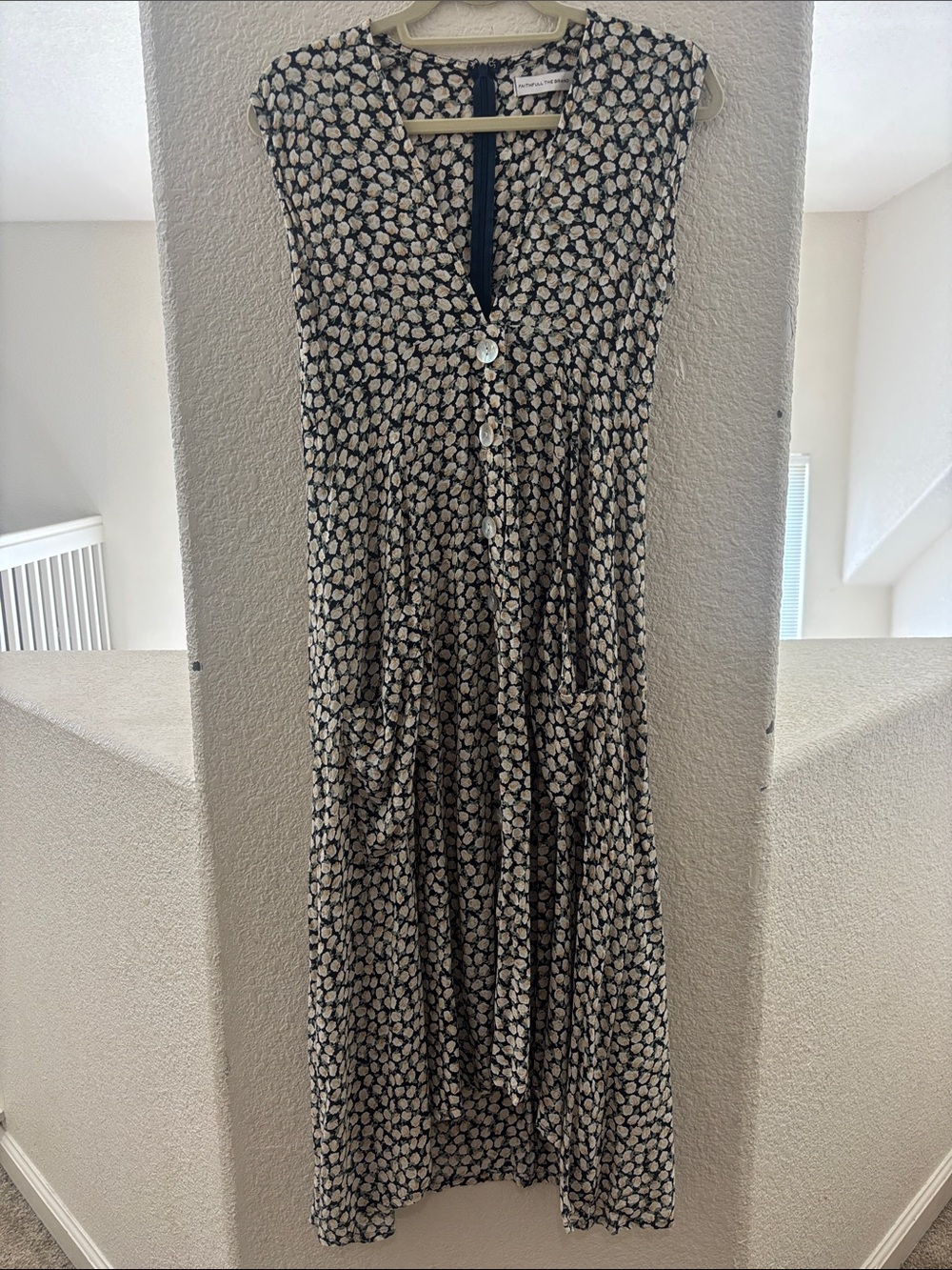 Faithfull the Brand Navy and White Floral Maxi Dress